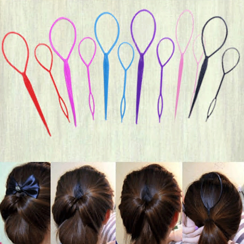 

2020 Newest Fashion 2pc Black Topsy Tail Hair Braid Ponytail Maker Styling Tool Hair Accessories Pin Personality Maker
