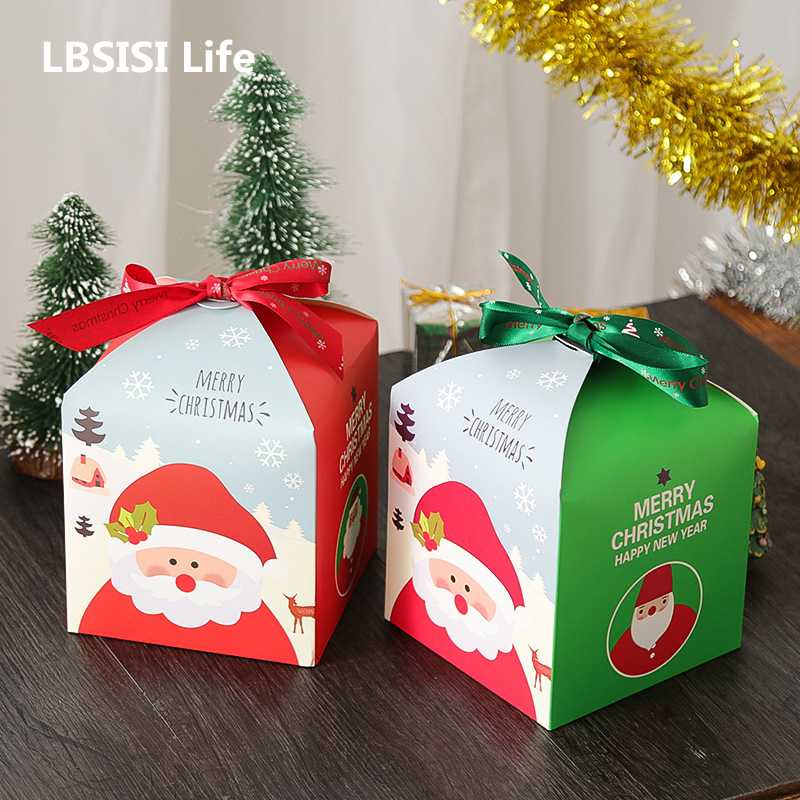 

LBSISI Life 5pcs Santa Claus Paper Box 12*12*12cm Christmas Candy Chocolate Packaging Party & Event Child Favor Celebrate