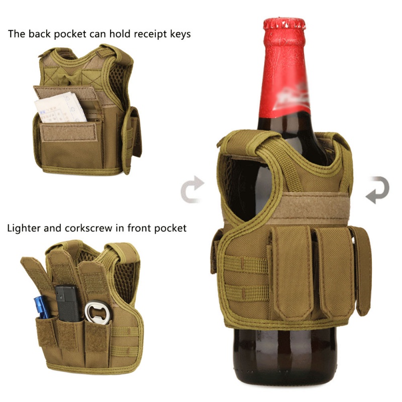 

Tactical Beer Bottle Nylon Vest Cover Mini Miniature Molle Vest Bottle Drink Set Adjustable Shoulder Straps For Home Decoration, Tactical vest 1