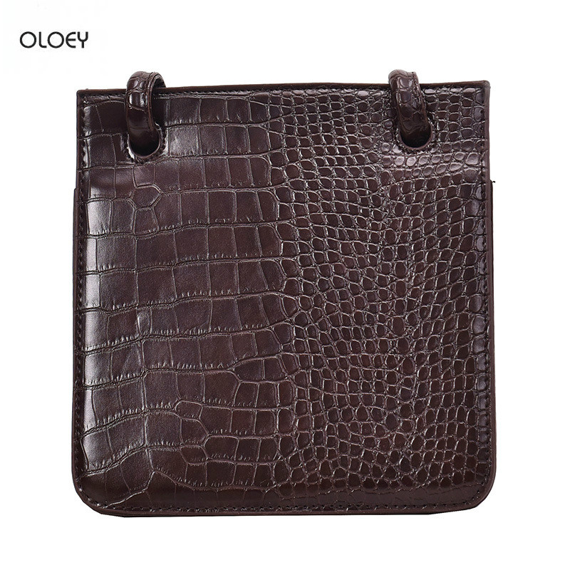 

OLOEY fashion high quality female handbag Crocodile square bag Retro simple casual multi-layer Messenger bag Double shoulder, White