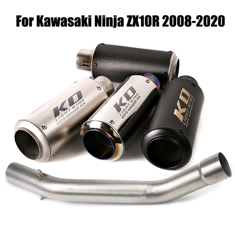 

For Ninja ZX10R 2008-2020 Mid Link Pipe Connecting Tube Escape 51mm Exhaust Tips Muffler End Pipe Slip On Motorcycle