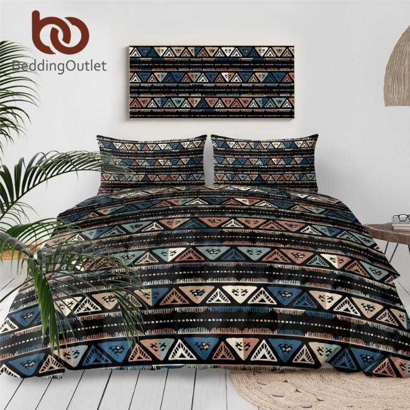 

Bedding Sets BeddingOutlet Geometric 3-Piece Tribal Striped Duvet Cover Set Ethnic Native Quilt Bedspread Vintage Beddengoed