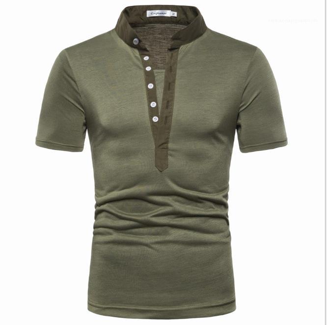 

2020 Luxury Designer Tshirt Summer Fashion Slim V Neck Tees Short Sleeve Solid Color Male Clothing Mens, White;black