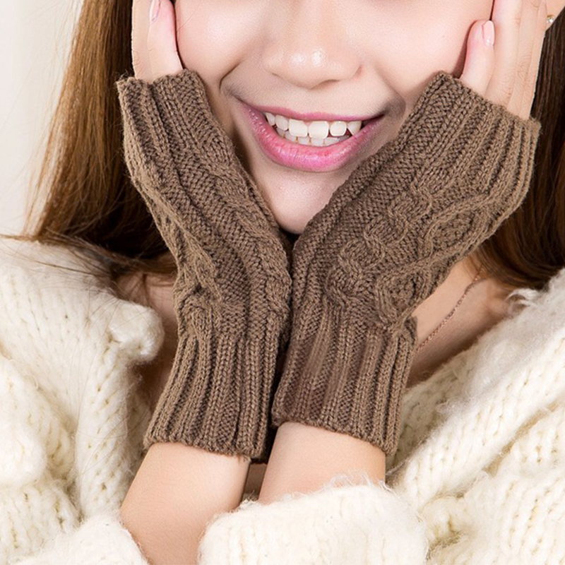

Five Fingers Gloves Warmer Winter Twist Arm Crochet Knitting Elastic Mitten Warm Fingerless High Quality Women Exposed Finger Hand