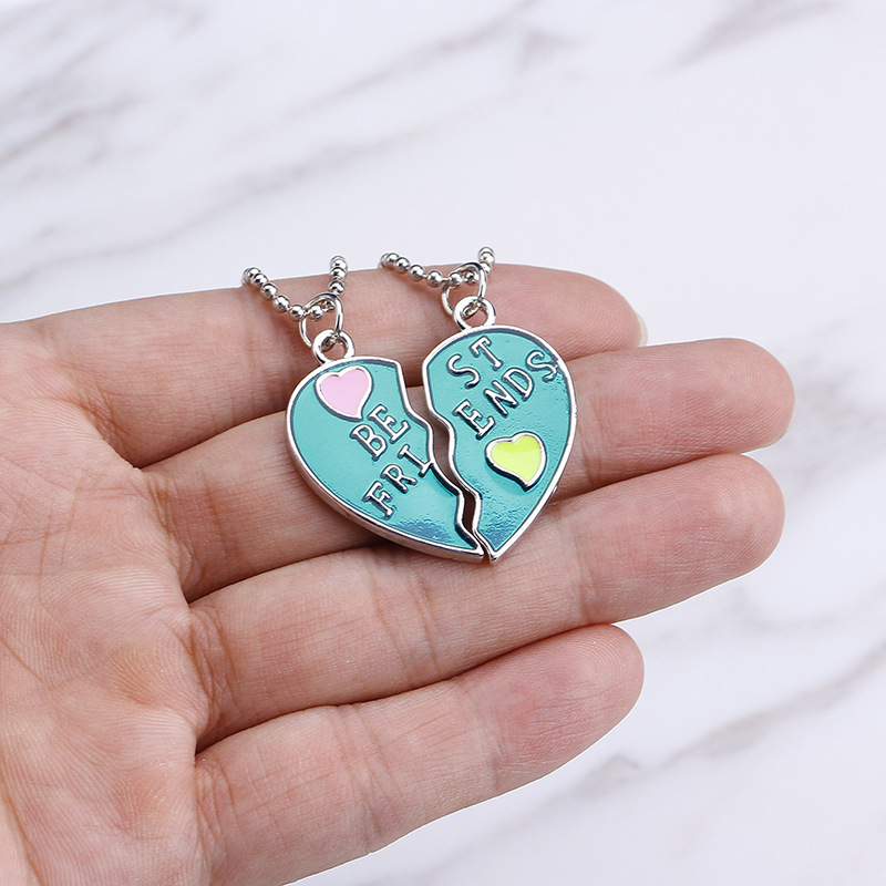 

Best Friend Necklace 2 Piece Bff Necklace Heart Pendant Couple Chain Jewelry Cute Dainty Fashion Accessories