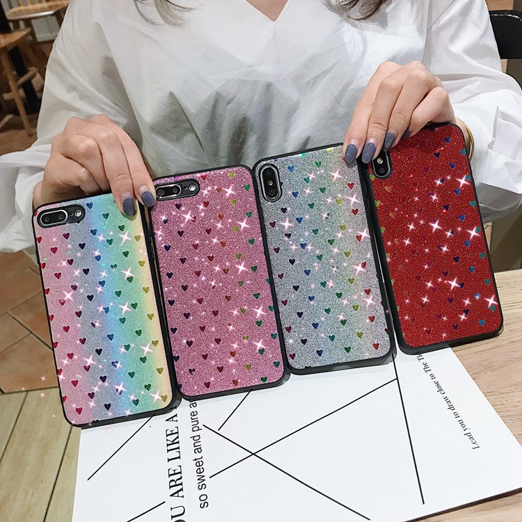 

For iPhone 12 11 PRO XS MAX XR X 8 7 6 Plus Gradient Glitter LOVE Luxury Designer Women Sequins Fashion Phone Case, Mix color / best selling color