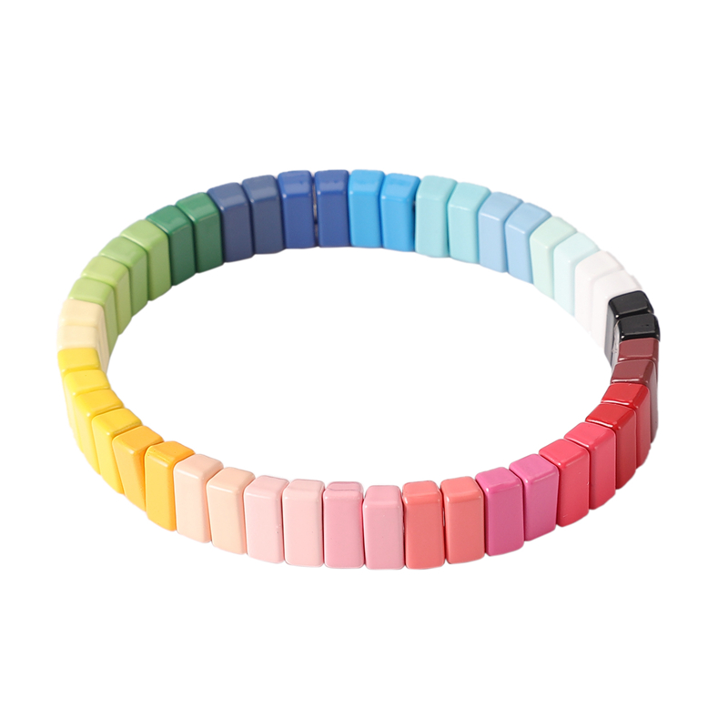 

Bracelets Tile Bracelet Rainbow Jewelry Women Candy Beads Boho Summer Stretch