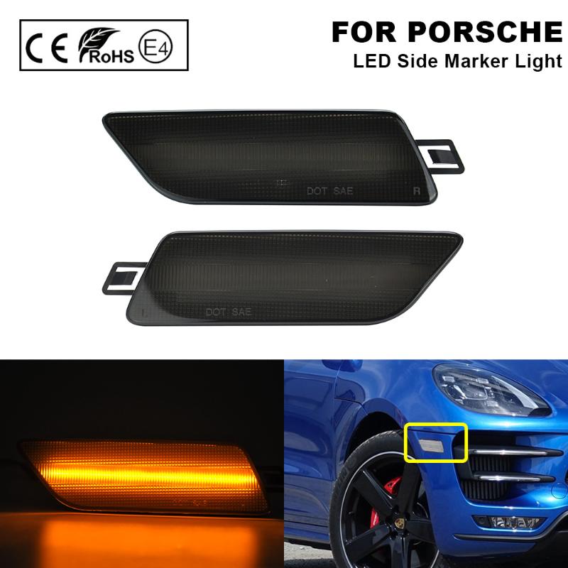 

2Pcs For 2014-2020 Macan GENI Smoked LED Bumper Front Side Marker Light Amber US version, As pic