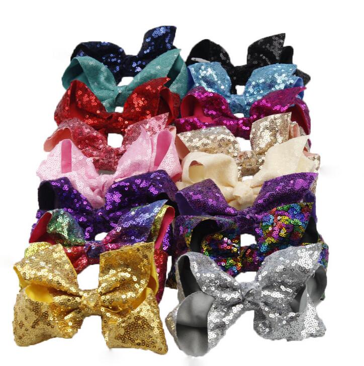

80pcs DHL Free shipping Girls Hair Bow Big Large Sequin Boutique Bows Alligator Clips For Teens, 13
