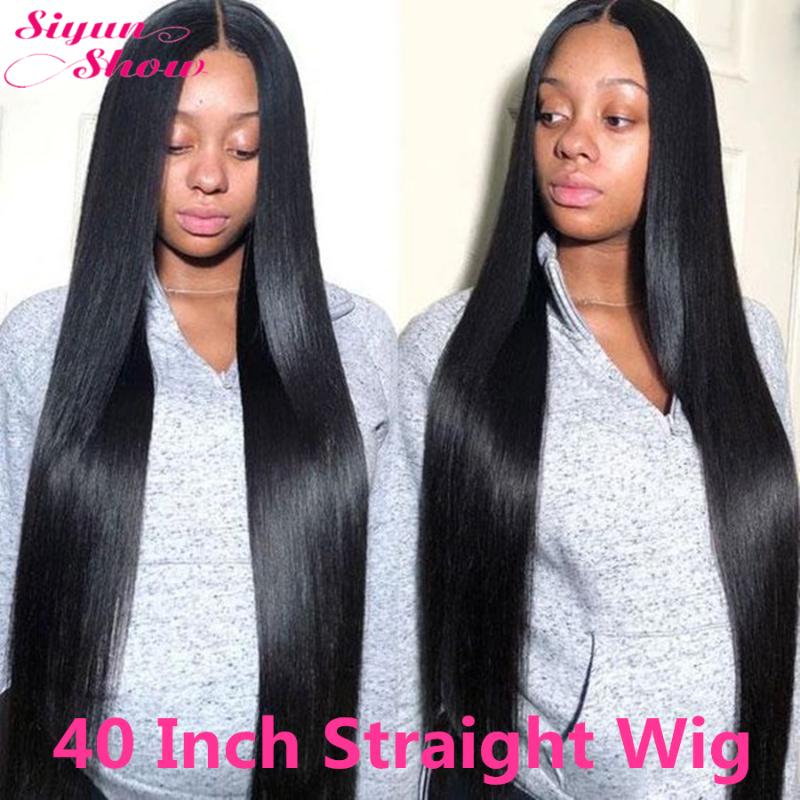 

30 32 34 36 38 40 Inch Long Straight Lace Front Wig 10A Grade 250 Density Lace Wig Brazilian Straight Human Hair Wigs Siyun Show, As pic