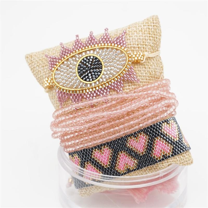

boho MIYUKI Beads Bracelet Turkish Evil Eye Pulseras Mujer 2020 Joyeria Pink Bracelets Mexican Jewelry Women Tassel Armband