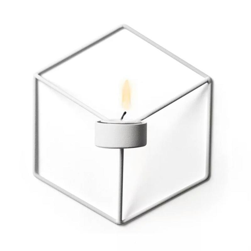 

3d Black Geometric Candlestick Metal Wall Candle Holder Tealight Gold Modern Candle Holders Wall Wedding Home Decor Hot Q