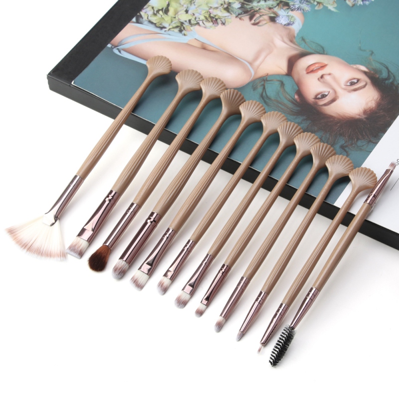 

12pcs Shell Eye Makeup Brush Set Eye Shadow Brush Blender Concealer Eyeliner Kit Good Use