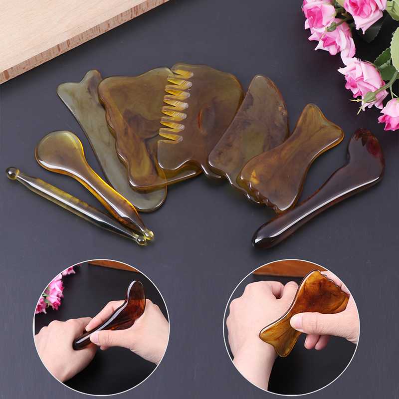 

NEW Natural Jade Guasha Scraping Massage Scraper Gua Sha Board Resin Acupoint Face Eye Care SPA Massage Face Massager