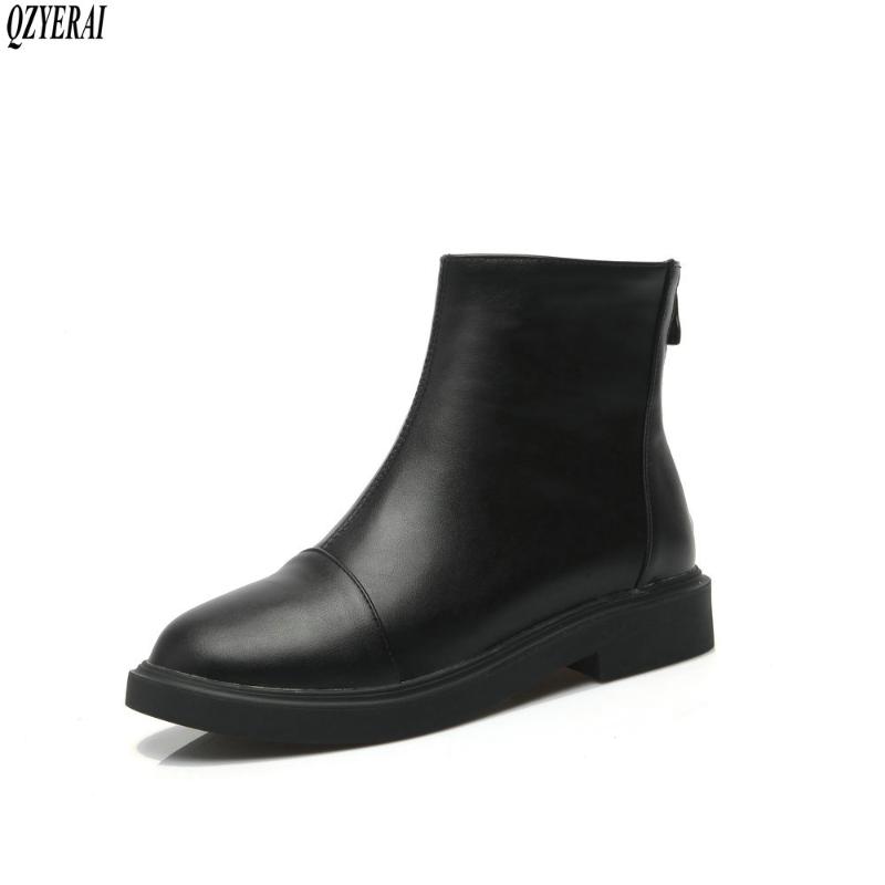 

QZYERAI New winter ankle Women boots Short boots Female keep warm snow Women shoes Size 34-43, Black