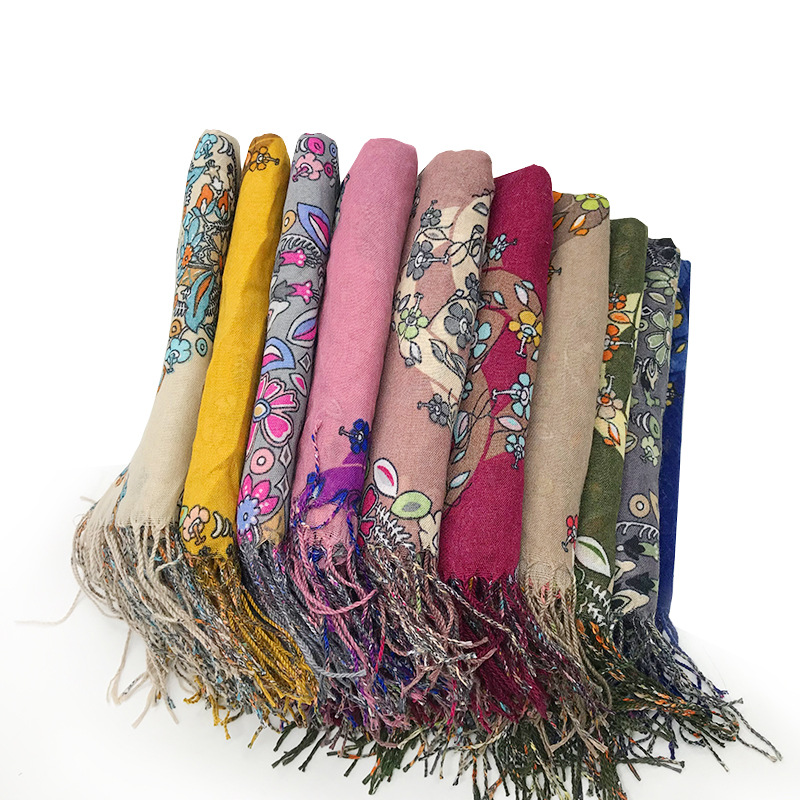 

2020 Printing Cotton Hijab Scarves Women Muslim Head Scarf Shawls Large Size Wrap Hijab Scarf Ethnic Islamic Headband