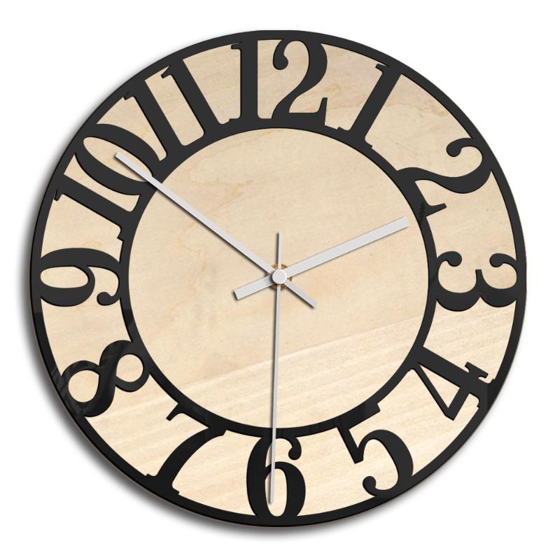 

Wooden Dial Plate Art Wall Clock With Digital Number Quartz Movement Creative Clock