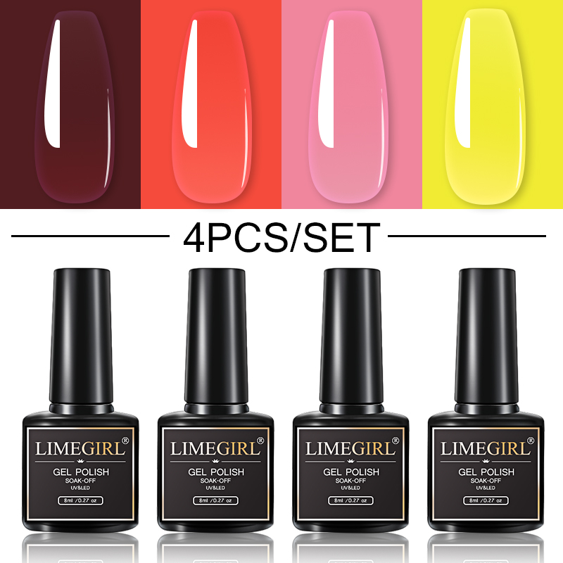 

Limegirl 2/4 Pcs Gel Nail Polish Set Hybrid Gel Varnishes Base Top Coat Soak Off UV LED Nail Art For Nails UV LED Lamp Kits