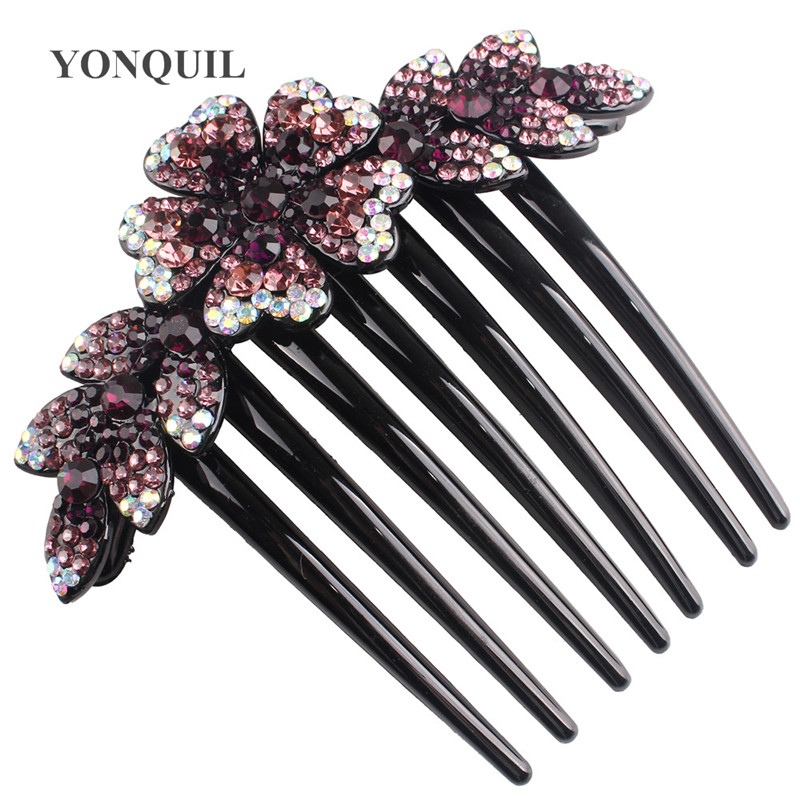 

Fashion Rhinestone Flower Hair Comb Women Shny Hair Claw Crysral Accessories Girls Headwear Hairpin Floral Ladies headwear
