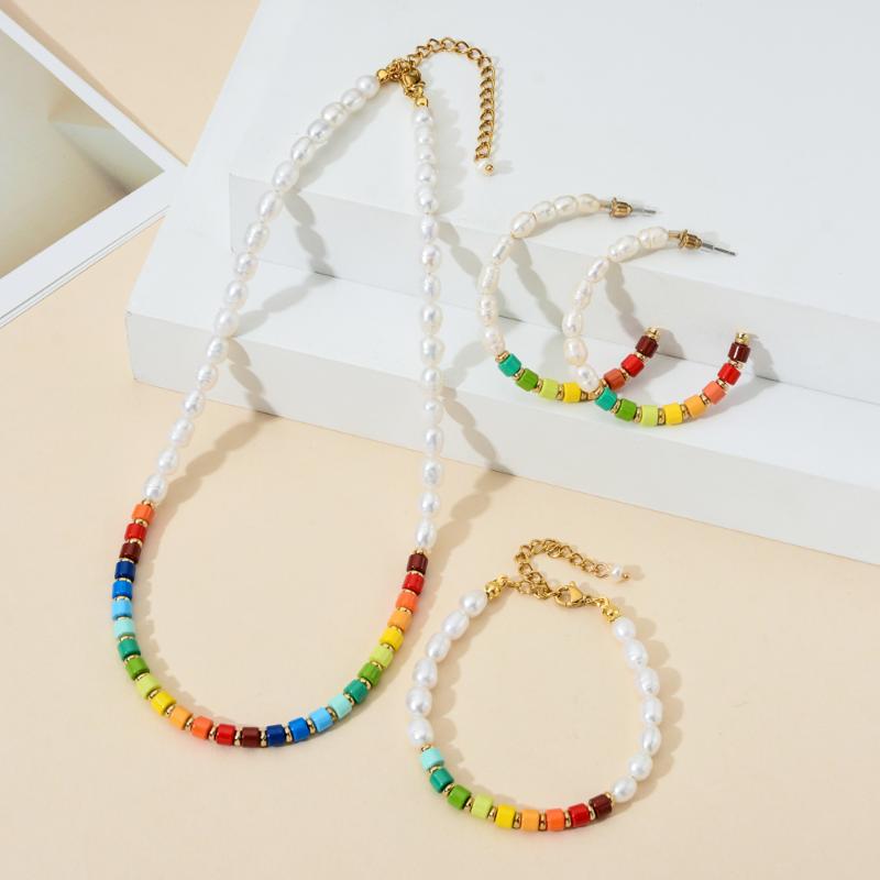 

Handmade Pearl Choker Necklace Colorful Seed Beads Bohemia Collar Summer Beach Party For Women Girls Fashion Jewelry Party Gifts