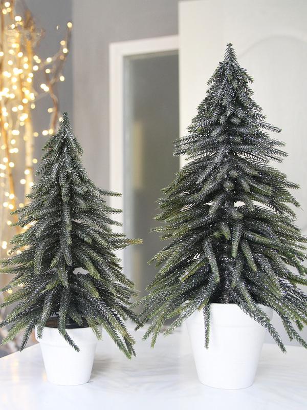 

Creative White basin small Christmas tree simulation tree diy home small potted Christmas gift desktop mini ornament decoration