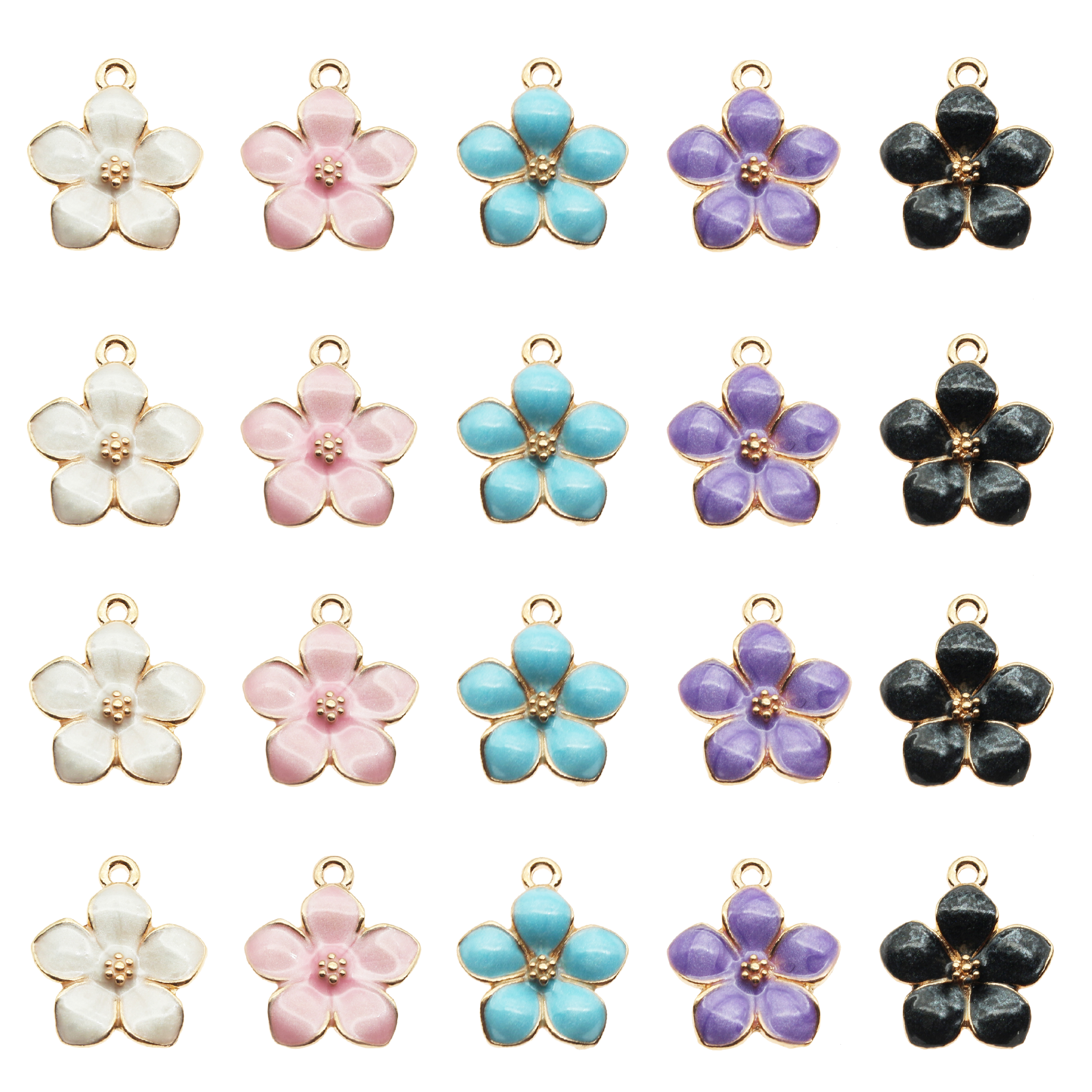 

wholesale 100pcs Fashion classic Cute Enamel Flower Charms Pendant Necklace Bracelet DIY Unique Women Jewelry Accessory