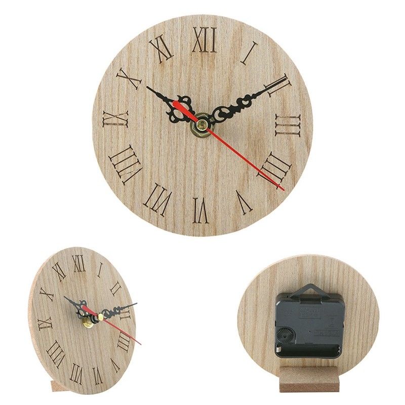 

Vintage Rustic Wooden Wall Clock Antique Shabby Chic Retro Home Bedroom Decor
