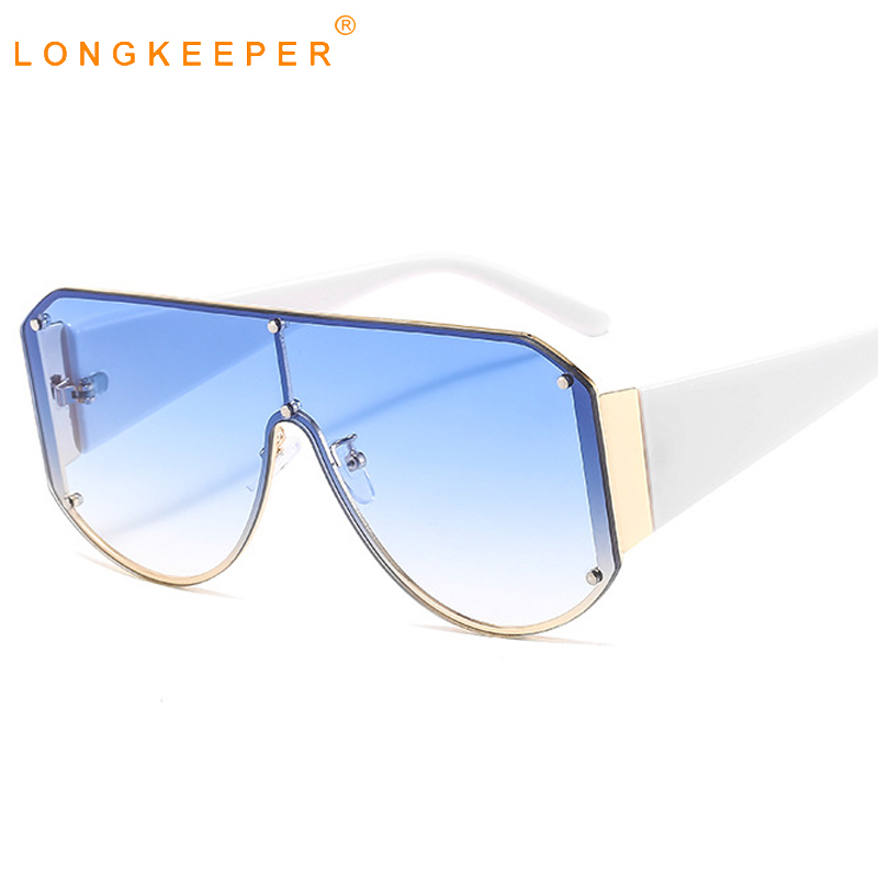

LongKeeper Fashion Oversized Sunglasses Women Men Flat Top One Piece Sun Glasses Female Punk Eyewear Gradient Shades Oculos