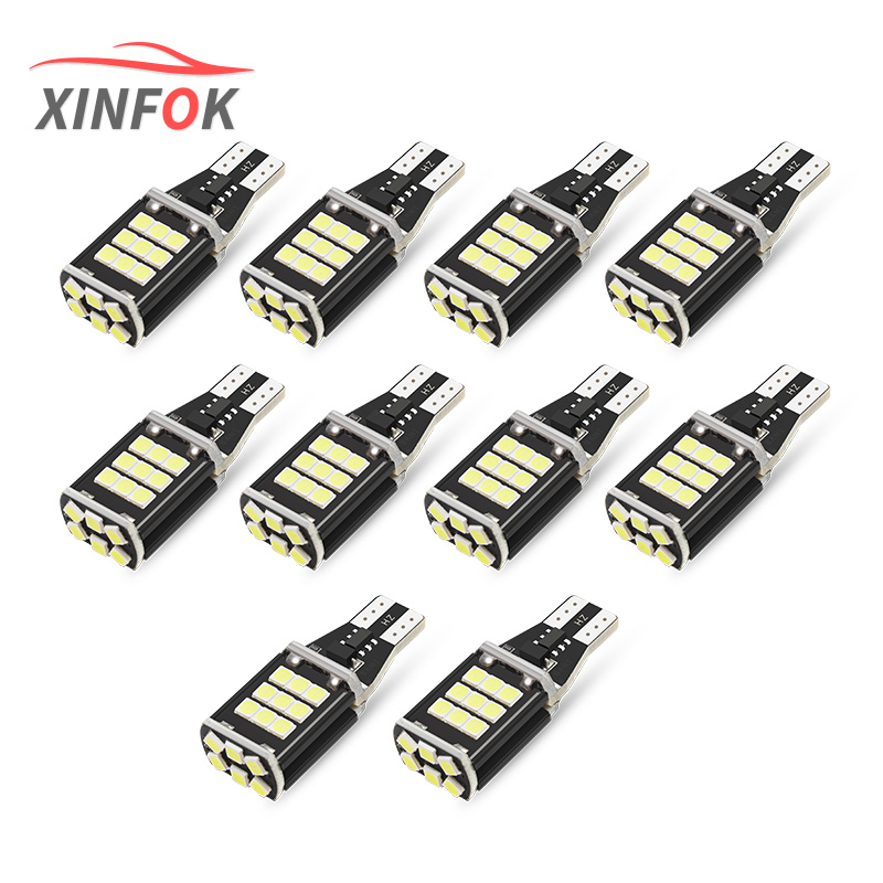 

10 PCS Car LED Light Bulbs T10 T15 W5W DC 12V 3030 SMD 24 Chips Super Bright Reverse Lights Position Lamps, As pic