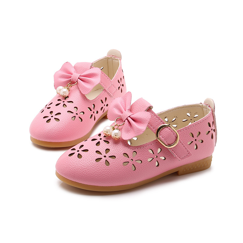 

Summer Autumn Girls Shoes Fashion Sweet Kids Shoes For Girls Girl Princess Bow-knot With Pendant Cut-outs Soft Breathable, Black
