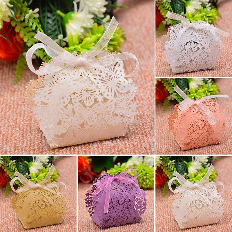 

20Pcs/Lot White And Gold Hollow Out Lace Wedding Box Candy Box Gift Bonbonniere Birthday Wedding Gifts For Guest Boxes