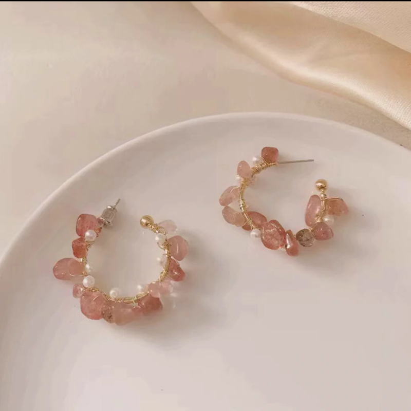 

Fashion Handmade Acrylic Stone Hoop Earrings For Women Party Jewelry Elegant Pearl Circle Boucle d'oreille Jewery