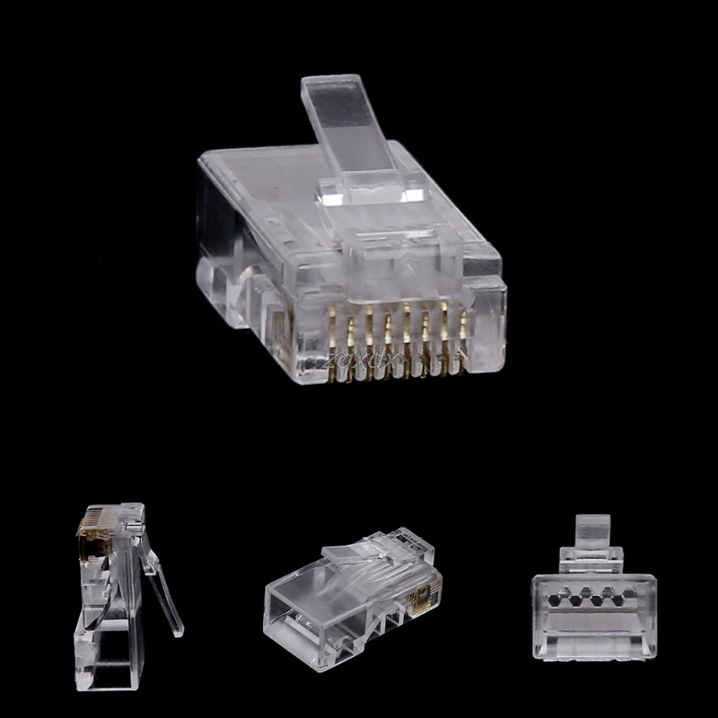 

10Pcs RJ45 8-Pin Connector CAT6 Network Cable Modular Ethernet Crystal Plugs Drop ship