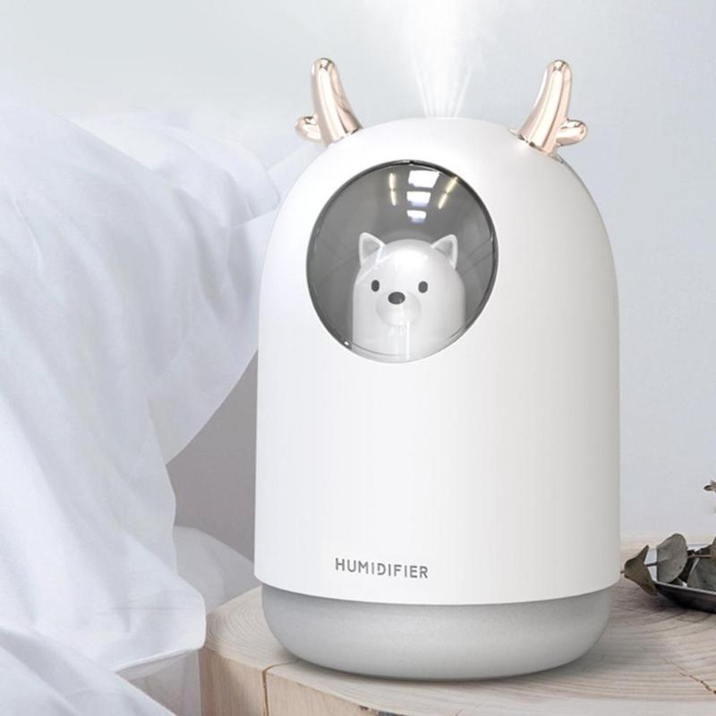 

300ml USB Air Humidifier Cute Pet Ultrasonic Humidifier Cool Mist Aroma Air Oil Diffuser Fogger with Color LED Night Light
