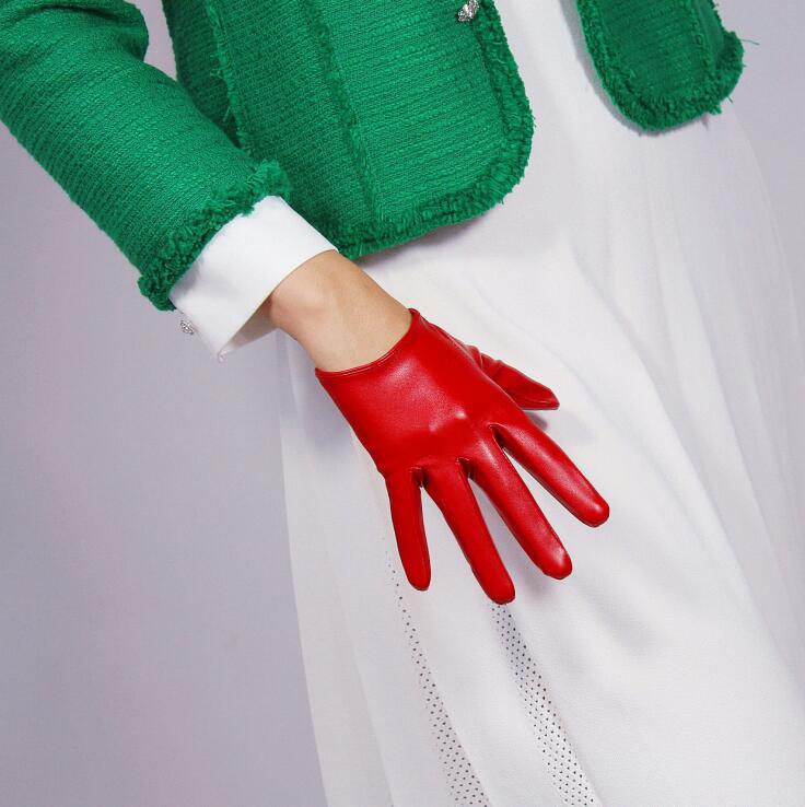 

Women's fashion sexy faux pu leather glove lady's club performance formal party leather long red glove R1968