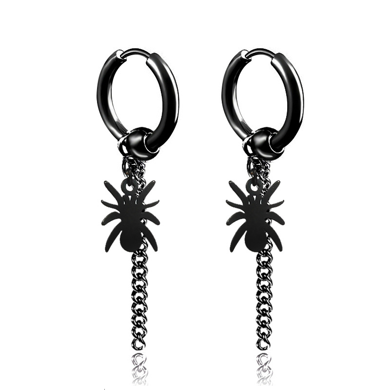 

Punk Spider Pendant Tassel Earrings Men's Stainless Steel Dangle Earring For Women Circle Drop Earring Piercing Jewelry 1pc