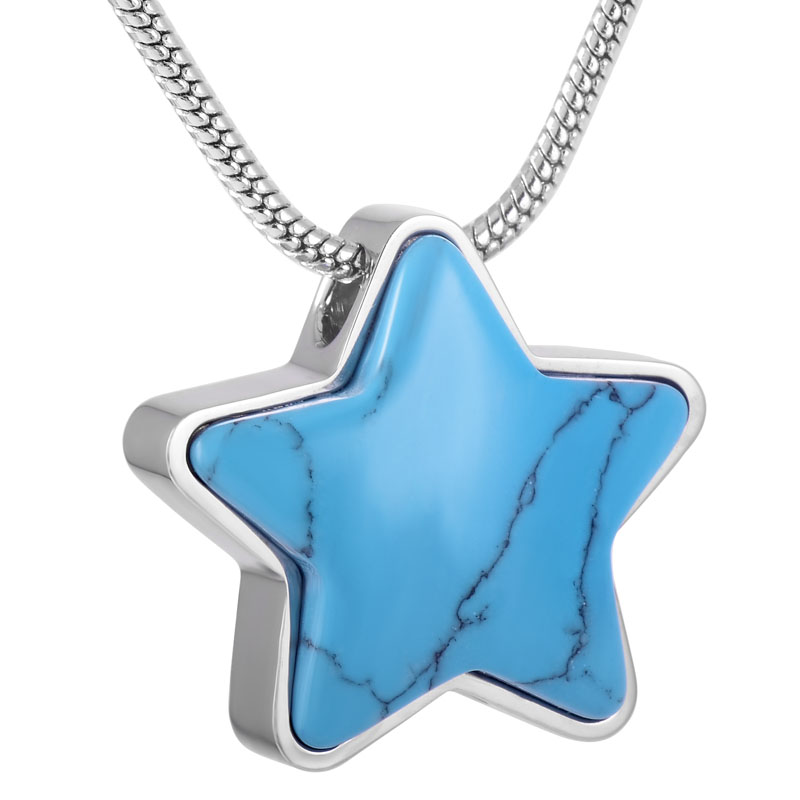 

IJD9165 Stainless Steel Blue Stars Fashion Cremains Keepsake Pendant for Ashes Urn Memorial Souvenir Necklace Jewelry