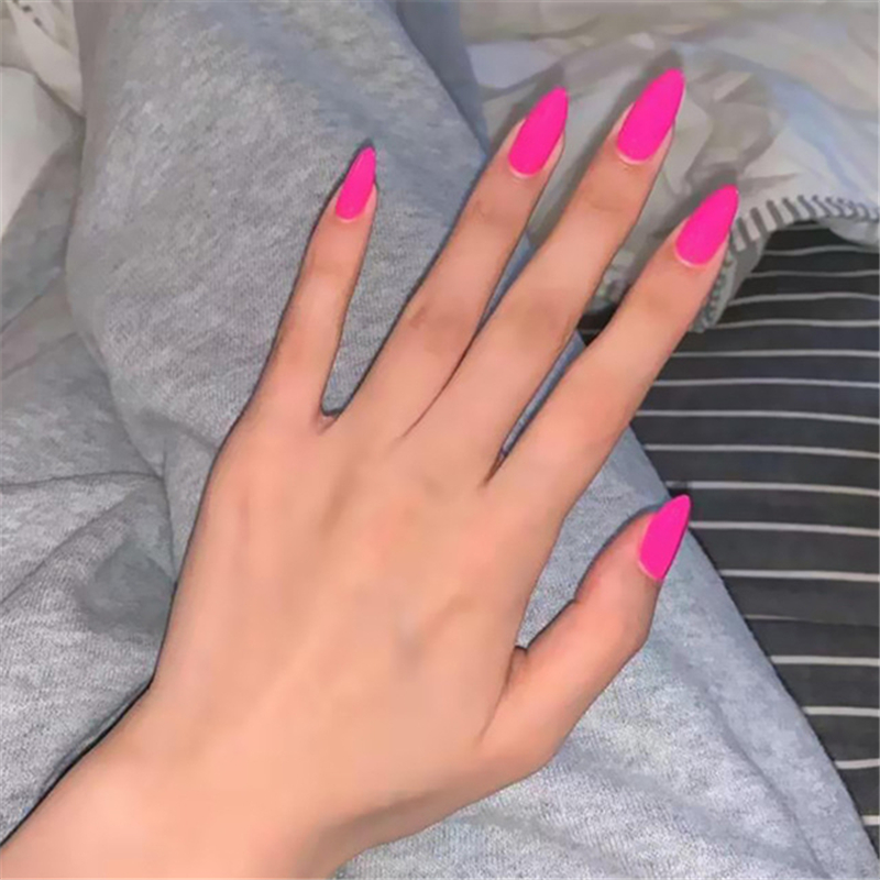 

False Nail Women Nail Art Decoration 24pcs Coffin Fake Solid Color Frosted Matte Effect Full Cover Long Tips with Glue, Tjp707-y2-b1