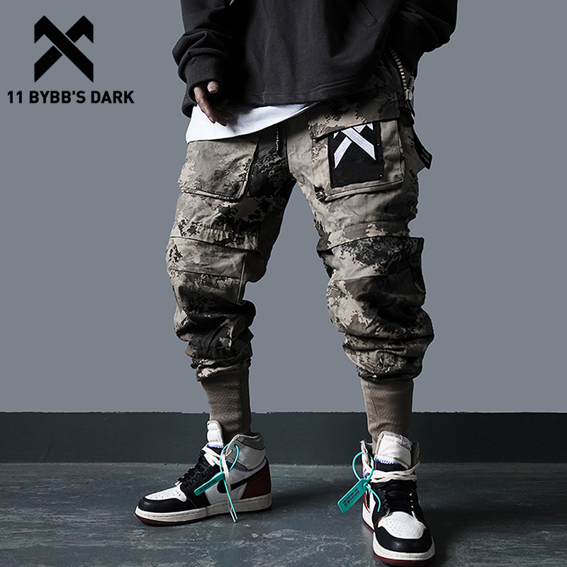 

11 BYBB'S DARK Hip Hop Joggers Men Detachable Multi-Pocket Elastic Waist Sweatpants Techwear Pants Streetwear Cargo Pants Men 200925, Camo