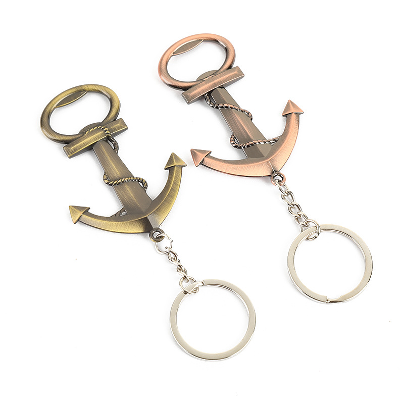 

100pcs New Vintage Simple Anchor Bottle Opener Beer Opener Key Chain Practical Promotional Gift WB1541