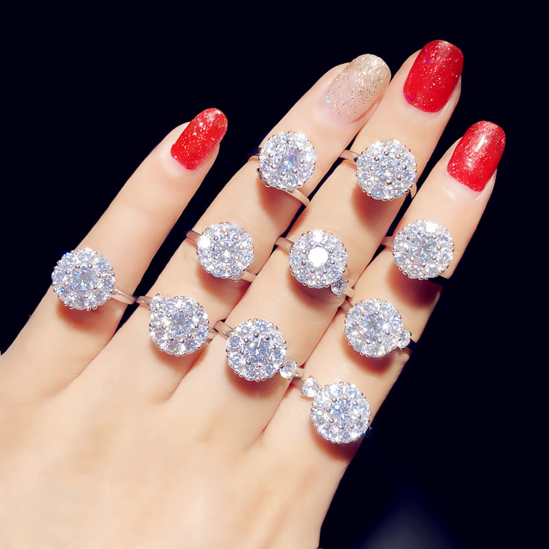 

UILZ 2020 Newest Rotating Design Open Rings For Women White Gold Finger Rings With Cubic Zircon Lucky Gift Women Jewelry UR253