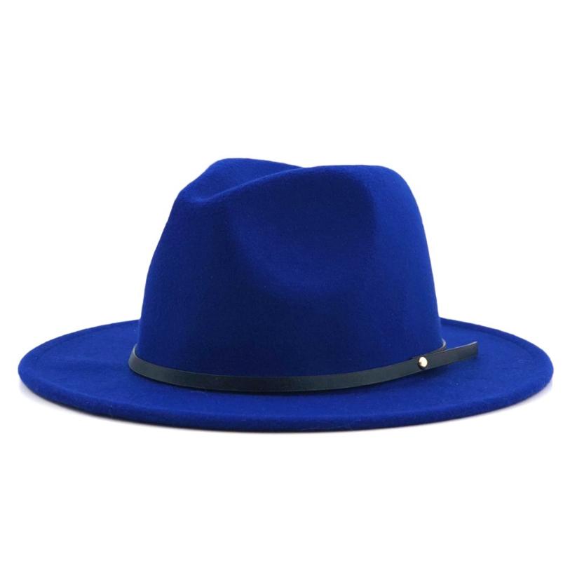 

Wool Fedora Hat Hawkins Felt Cap Wide Brim Ladies Trilby Chapeu Feminino Hat Women Men Jazz Godfather Sombrero Caps, Navy