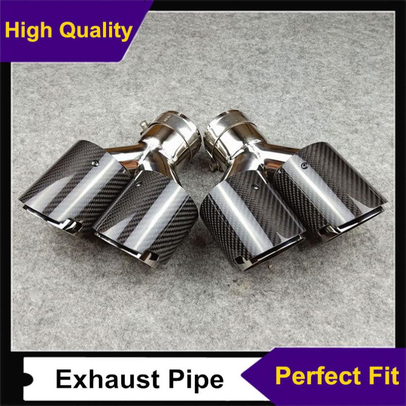 

Universal OD 89MM Two Pieces Y Style Double Shiny Carbon Fibre Muffler Pipe Auto Exhaust Tips For All Car