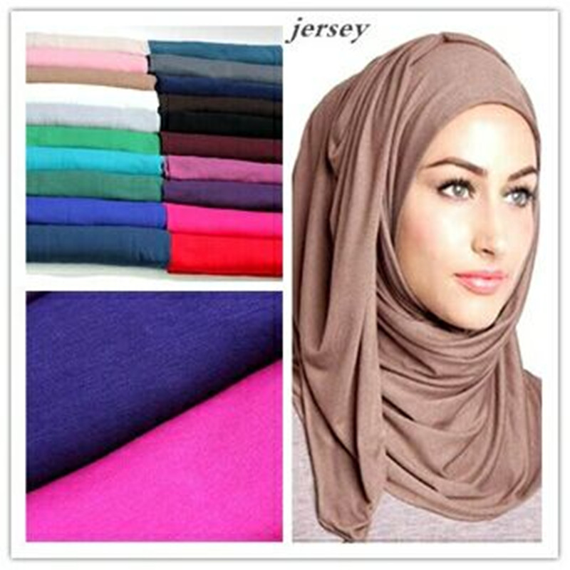 

21 Colors 180*85Cm Fashion Maxi Scarves Plain Elastic Jersey Hijab Solid Stretchy Headwear Wrap Neck Foulards Muslim Sjaal Snood
