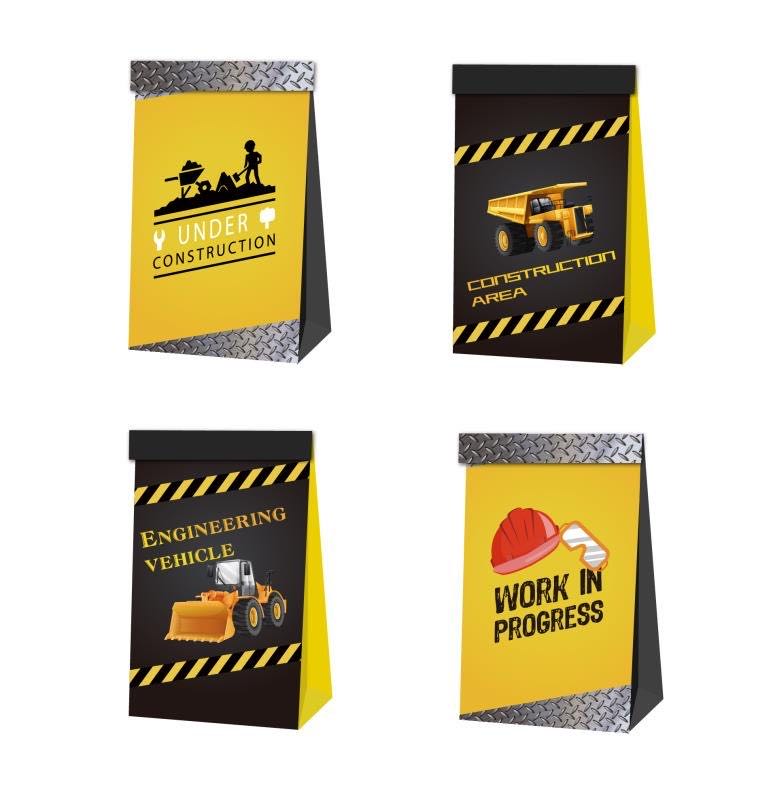 

12pcs Construction Birthday Party Decor Kids Vehicle Excavator Paper Gift Bags Candy Bags Box Baby Shower Packing Bag Party