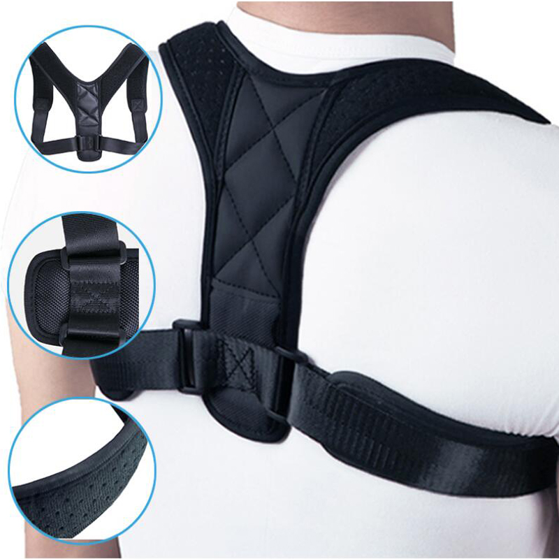 

Back Support 2021 PU Posture Corrector For Men And Women Upper Brace Clavicle Corset Providing Pain Relief From Neck, Black