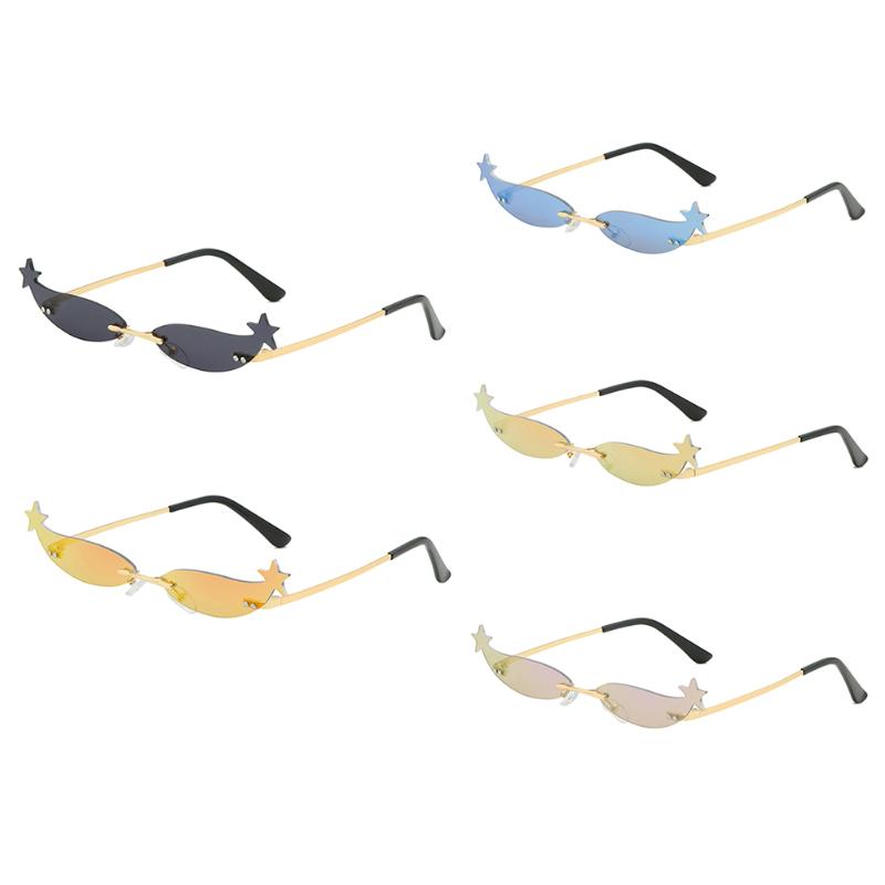 

Metal Flame Sunglasses Rimless Eye Glasses UV Protection Eyewear for Women Men Clear Lens One Piece Shade Mirror