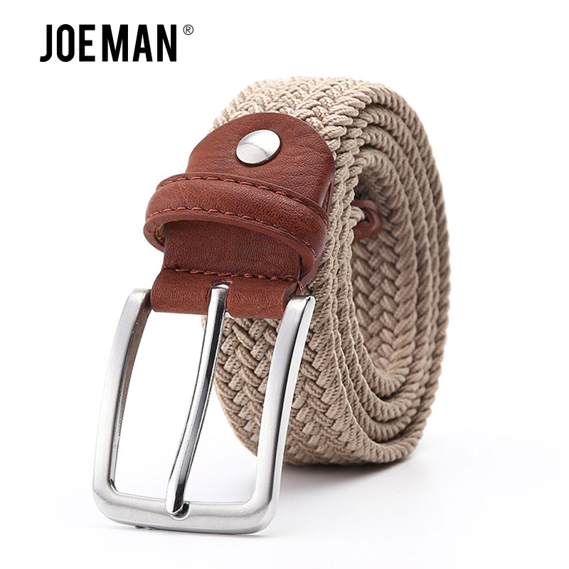 

Men Elastic Belt Waistband Braided Style With Silver Buckle Stretch Belt Black Color Beige Color Blue Grey Navy