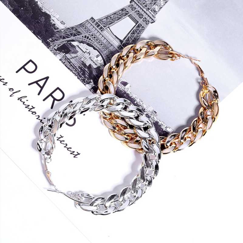 

2020 New Design Vintage Link Chain Hoop Earrings For Women Small Round Earring Brincos Jewelry Female Fashion Statement Gifts