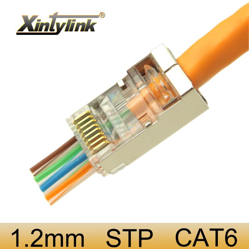 

xintylink 1.2mm rj45 connector cat6 network plug 8p8c stp rg rj 45 jack shielded rg45 lan cat 6 ethernet cable conector modular